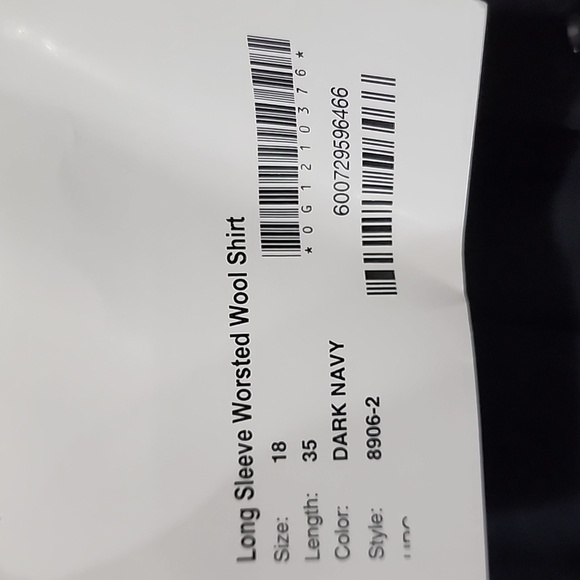 Blauer Uniform Shirt Worsted Wool Long Sleeved Flat Pocket Extra Long size 18 35 - Picture 9 of 10